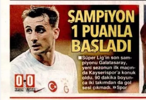 Hürriyet Gazetesi "Şampiyon 1 Puanla Başladı"
