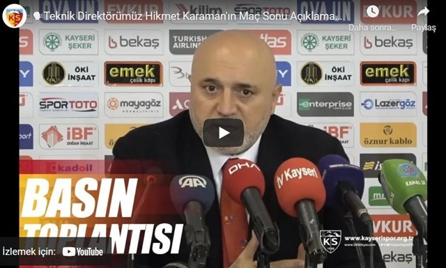 Akhisarspor Maç sonu Hikmet Karaman'ın Maç Sonu Açıklamaları