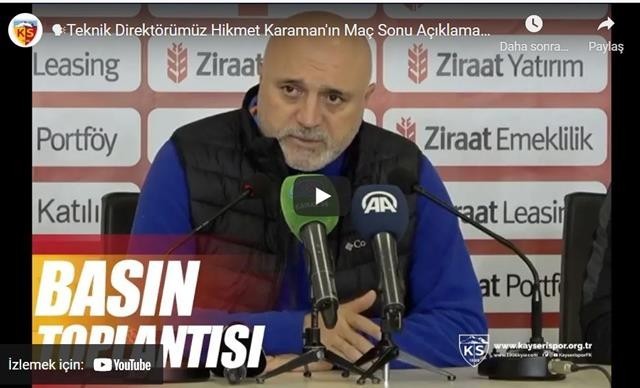Hikmet Karaman'ın Maç Sonu Açıklaması